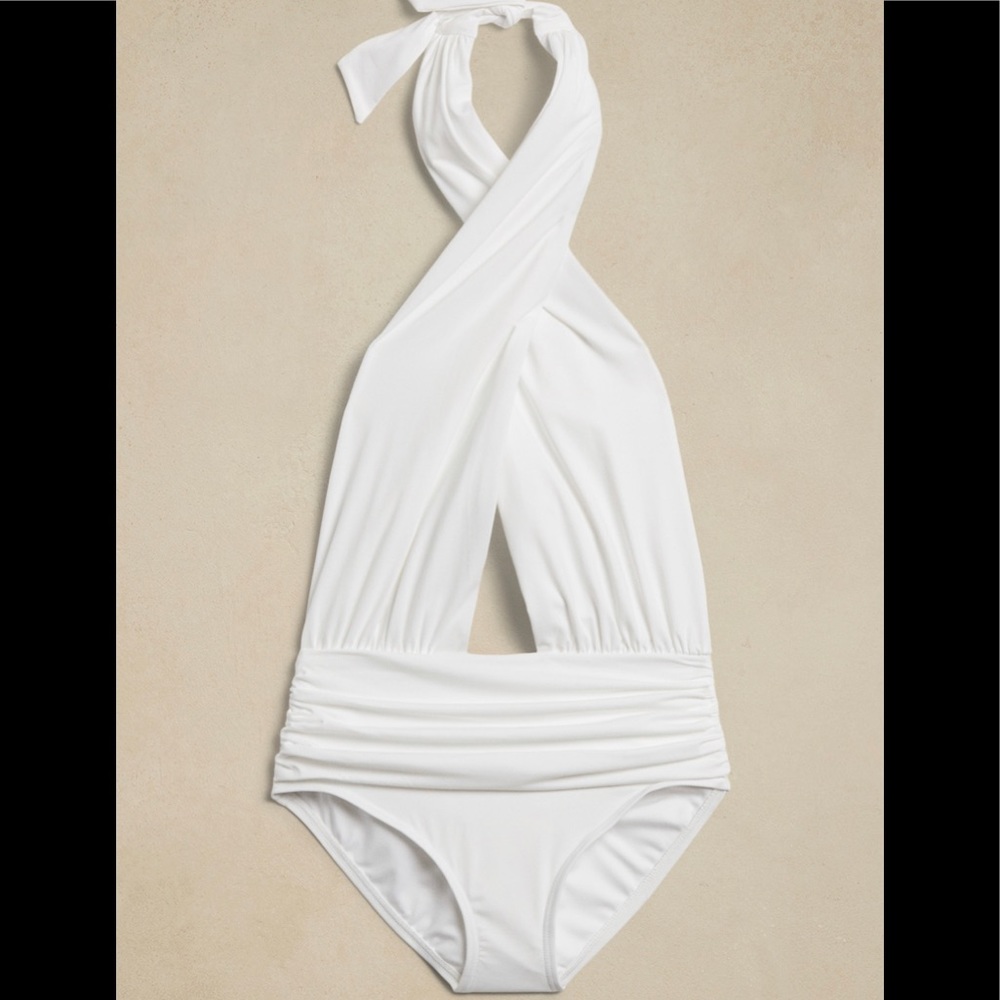 NWT Banana Republic Twisted Knot Swimsuit in White
